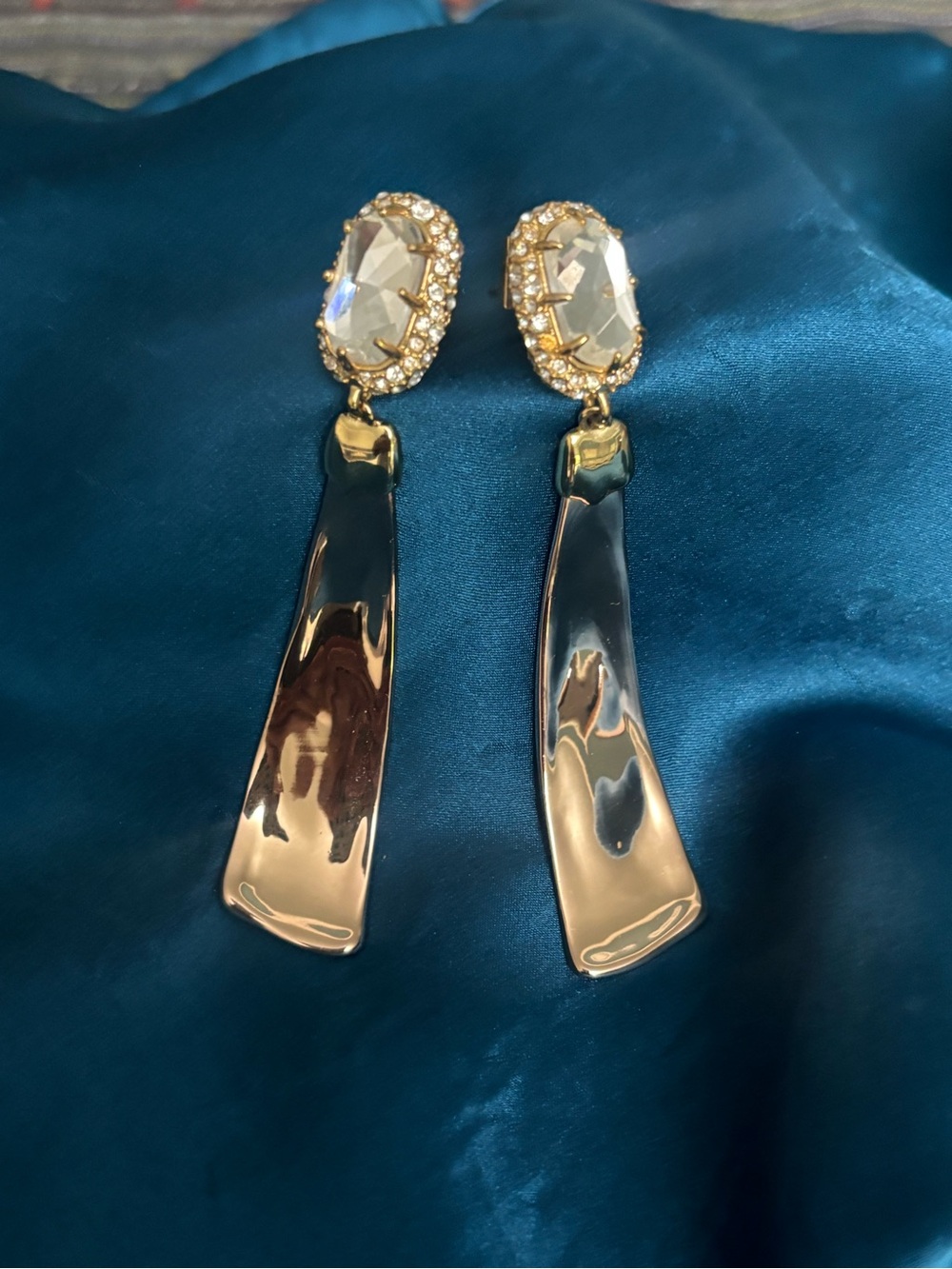 ALEXIS BITTAR Rose Gold Halo Stone Scooped Crystal Drop Earrings